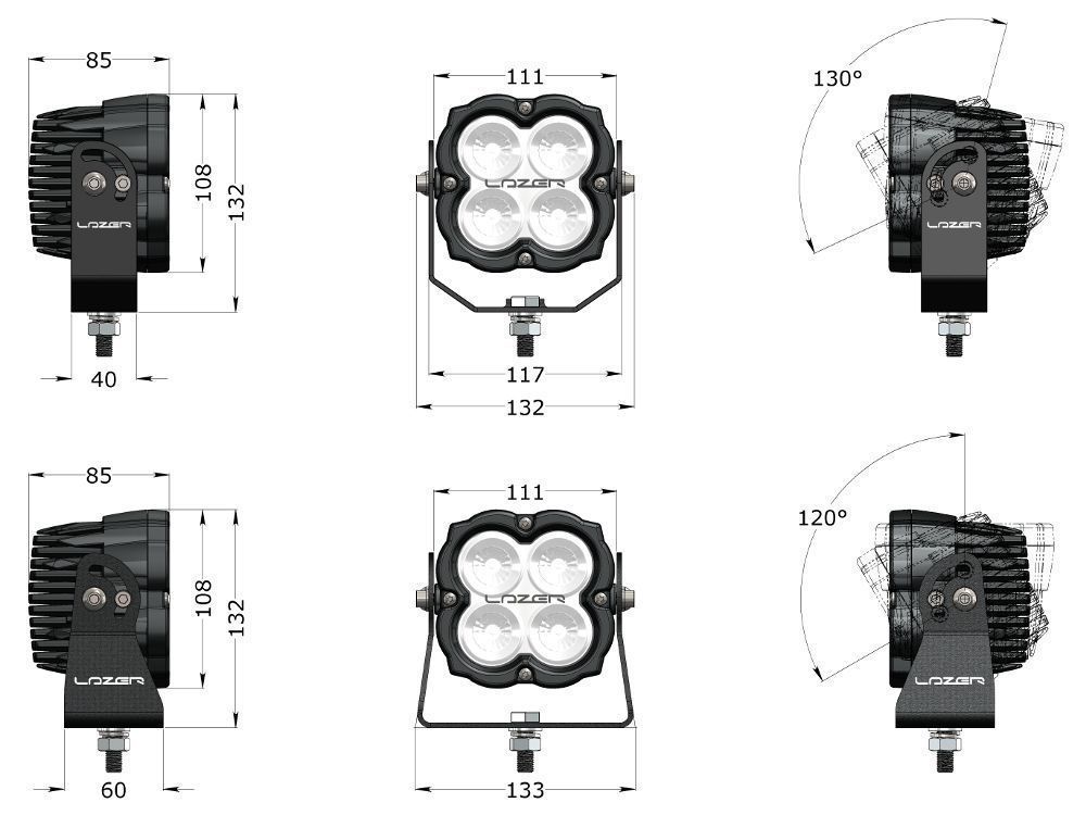 Lazer Utility 80 Gen2 Wide Mount Work Light - Image 5