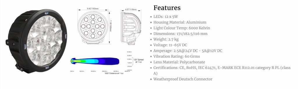 6" TRANSPORTER XTREME 12 5W LED'S 10º HAZ ESTRECHA