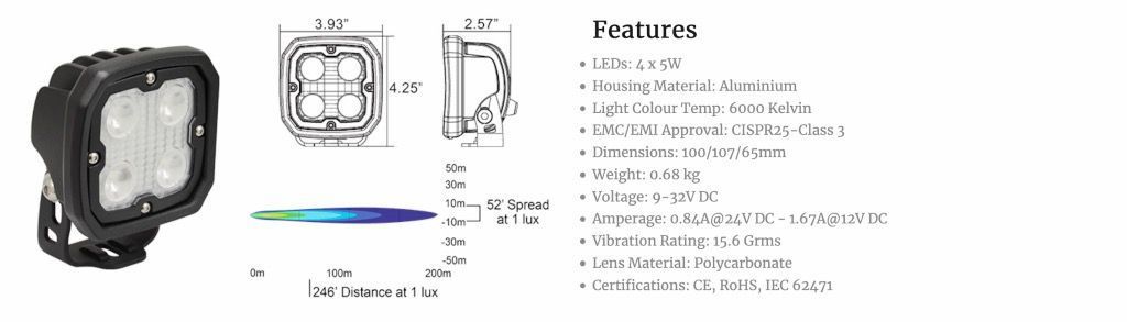 DURALUX WORK LIGHT 4 LED 10°