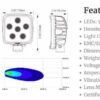 Faro de trabajo CUADRADO NUEVE 5-WATT LEDS 40° HAZ FLOOD