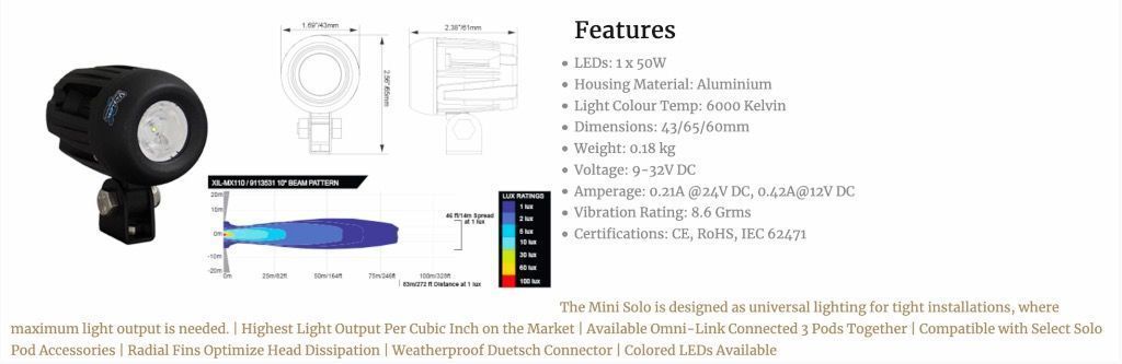 1.7" MINI SOLO BLACK 5W LED POD 10° HAZ ESTRECHA