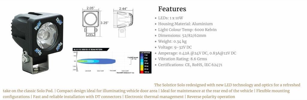 2" SOLSTICE SOLO WHITE 10W LED 60° XTRA HAZ ANCHA